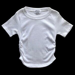 White Side Ruched Baby Tee Y2K